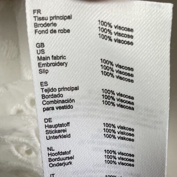 MAJE Rapala Dress Women 40 Large Eyelet Mini A-Line White Lined Pockets Viscose - Picture 16 of 16